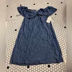 NWT h halston Off-Shoulder Blue Dress with flaws sis medium